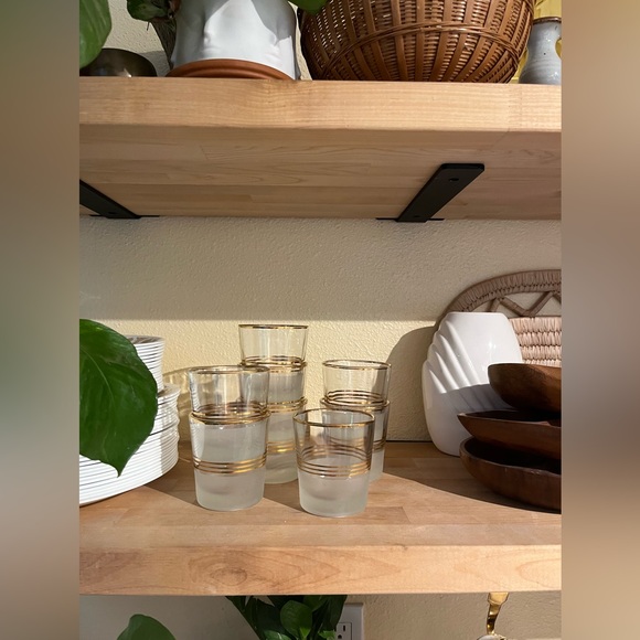 Set of 4 Federal Glass gold and frosted rocks glasses (set 2) - Picture 3 of 9